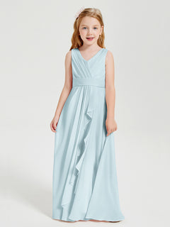 Boho Long Chiffon Bridesmaid Dresses Cascading Skirt Mist