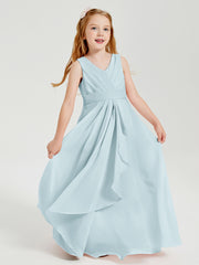 Boho Long Chiffon Bridesmaid Dresses Cascading Skirt Mist