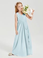 Boho Long Chiffon Bridesmaid Dresses Cascading Skirt Mist