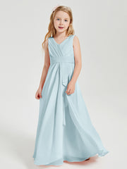 Boho Long Chiffon Bridesmaid Dresses Cascading Skirt Mist
