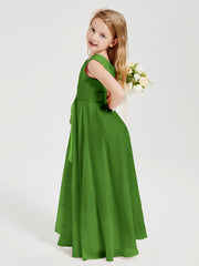 Boho Long Chiffon Bridesmaid Dresses Cascading Skirt Moss