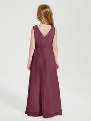Boho Long Chiffon Bridesmaid Dresses Cascading Skirt Mulberry
