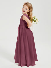Boho Long Chiffon Bridesmaid Dresses Cascading Skirt Mulberry