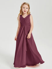 Boho Long Chiffon Bridesmaid Dresses Cascading Skirt Mulberry