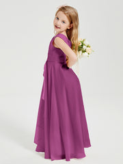 Boho Long Chiffon Bridesmaid Dresses Cascading Skirt Orchid