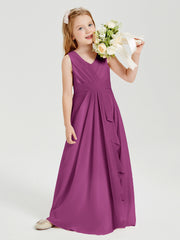 Boho Long Chiffon Bridesmaid Dresses Cascading Skirt Orchid