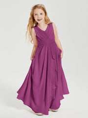 Boho Long Chiffon Bridesmaid Dresses Cascading Skirt Orchid