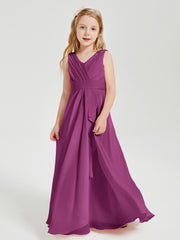 Boho Long Chiffon Bridesmaid Dresses Cascading Skirt Orchid