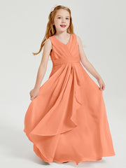 Boho Long Chiffon Bridesmaid Dresses Cascading Skirt Papaya