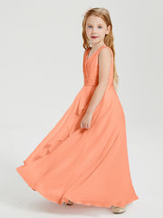 Boho Long Chiffon Bridesmaid Dresses Cascading Skirt Papaya