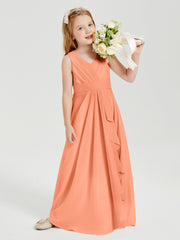 Boho Long Chiffon Bridesmaid Dresses Cascading Skirt Papaya