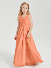 Boho Long Chiffon Bridesmaid Dresses Cascading Skirt Papaya