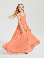 Boho Long Chiffon Bridesmaid Dresses Cascading Skirt Papaya