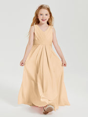 Boho Long Chiffon Bridesmaid Dresses Cascading Skirt Peach