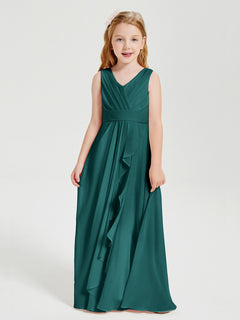 Boho Long Chiffon Bridesmaid Dresses Cascading Skirt Peacock