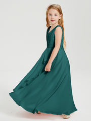 Boho Long Chiffon Bridesmaid Dresses Cascading Skirt Peacock