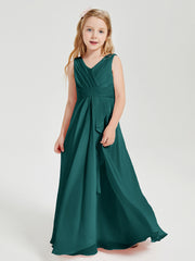 Boho Long Chiffon Bridesmaid Dresses Cascading Skirt Peacock