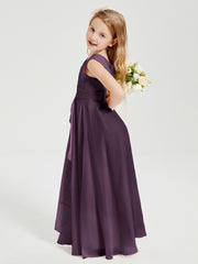 Boho Long Chiffon Bridesmaid Dresses Cascading Skirt Plum