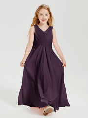 Boho Long Chiffon Bridesmaid Dresses Cascading Skirt Plum