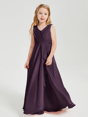Boho Long Chiffon Bridesmaid Dresses Cascading Skirt Plum