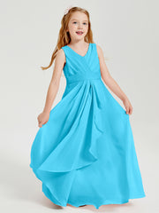 Boho Long Chiffon Bridesmaid Dresses Cascading Skirt Pool
