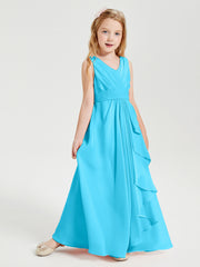 Boho Long Chiffon Bridesmaid Dresses Cascading Skirt Pool