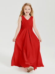 Boho Long Chiffon Bridesmaid Dresses Cascading Skirt Red