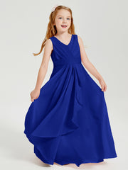 Boho Long Chiffon Bridesmaid Dresses Cascading Skirt Royal Blue
