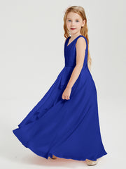 Boho Long Chiffon Bridesmaid Dresses Cascading Skirt Royal Blue