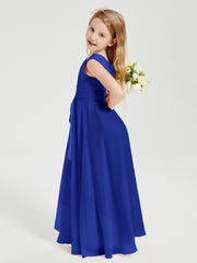 Boho Long Chiffon Bridesmaid Dresses Cascading Skirt Royal Blue
