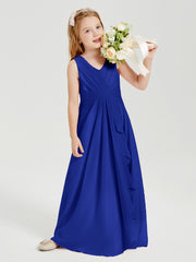 Boho Long Chiffon Bridesmaid Dresses Cascading Skirt Royal Blue