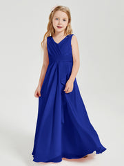 Boho Long Chiffon Bridesmaid Dresses Cascading Skirt Royal Blue