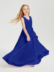 Boho Long Chiffon Bridesmaid Dresses Cascading Skirt Royal Blue