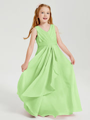 Boho Long Chiffon Bridesmaid Dresses Cascading Skirt Sage