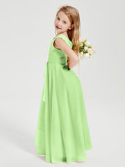 Boho Long Chiffon Bridesmaid Dresses Cascading Skirt Sage