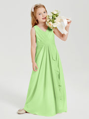 Boho Long Chiffon Bridesmaid Dresses Cascading Skirt Sage