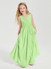 Boho Long Chiffon Bridesmaid Dresses Cascading Skirt Sage