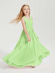 Boho Long Chiffon Bridesmaid Dresses Cascading Skirt Sage