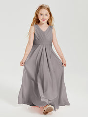 Boho Long Chiffon Bridesmaid Dresses Cascading Skirt Silver