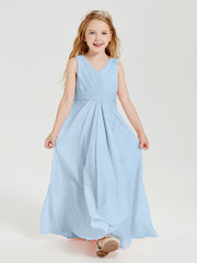 Boho Long Chiffon Bridesmaid Dresses Cascading Skirt Sky Blue