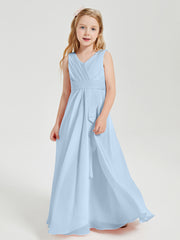 Boho Long Chiffon Bridesmaid Dresses Cascading Skirt Sky Blue
