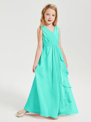 Boho Long Chiffon Bridesmaid Dresses Cascading Skirt Spa