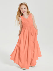 Boho Long Chiffon Bridesmaid Dresses Cascading Skirt Sunset