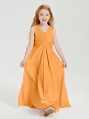 Boho Long Chiffon Bridesmaid Dresses Cascading Skirt Tangerine