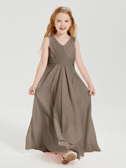 Boho Long Chiffon Bridesmaid Dresses Cascading Skirt Taupe