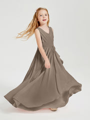 Boho Long Chiffon Bridesmaid Dresses Cascading Skirt Taupe