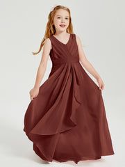 Boho Long Chiffon Bridesmaid Dresses Cascading Skirt Terracotta