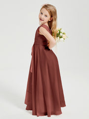 Boho Long Chiffon Bridesmaid Dresses Cascading Skirt Terracotta