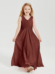 Boho Long Chiffon Bridesmaid Dresses Cascading Skirt Terracotta