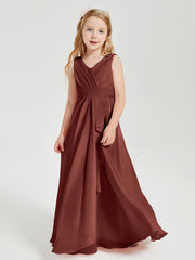 Boho Long Chiffon Bridesmaid Dresses Cascading Skirt Terracotta